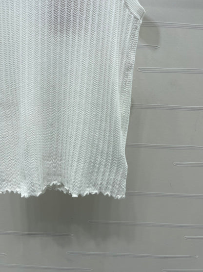 Miumiu 2026 Lace Collar Knitted Vest White Tencel 380691
