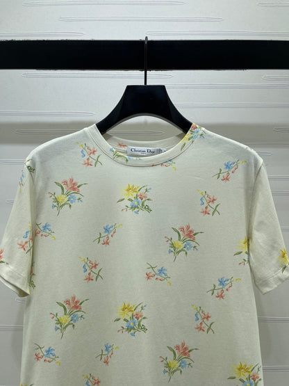 Dior 2026 Floral Short-sleeved T-shirt Cotton 392675