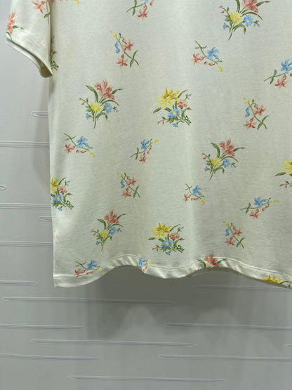 Dior 2026 Floral Short-sleeved T-shirt Cotton 392675