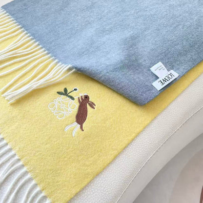 Loewe Scarf 180CM Yellow Gray Cashmere 924194
