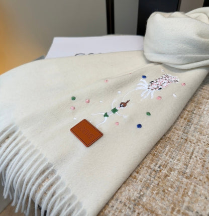 Loewe Scarf 180CM Ivory Wool-blend 909785