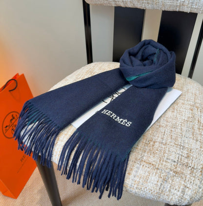 HM Scarf 190 CM Dark Blue Wool 969495