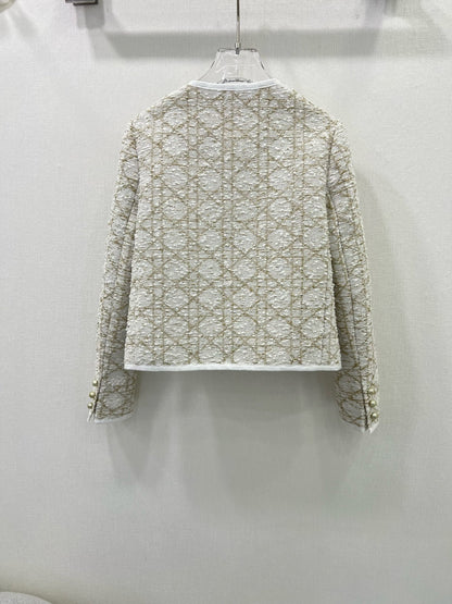 CD 25 Round Neck Jacket Beige Cotton Nylon Acrylic