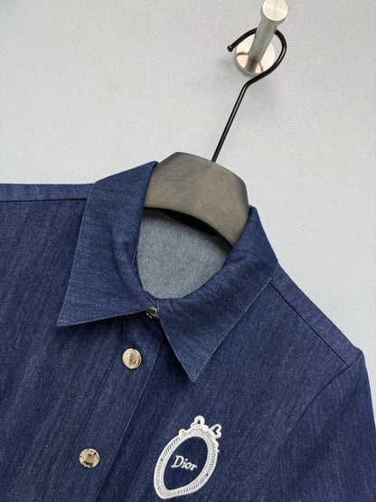 Dior 2026 Denim Short-Sleeve Dress Blue Cotton 350912