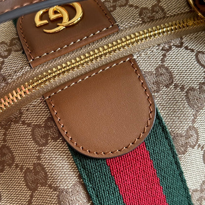Gucci 2026 Vanity Top Handle Bag 27.5cm Ebony Dark Brown Canvas Leather 277178
