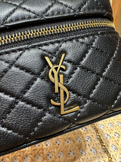 YSL Mini Vanity 12 Black Quilted Calfskin