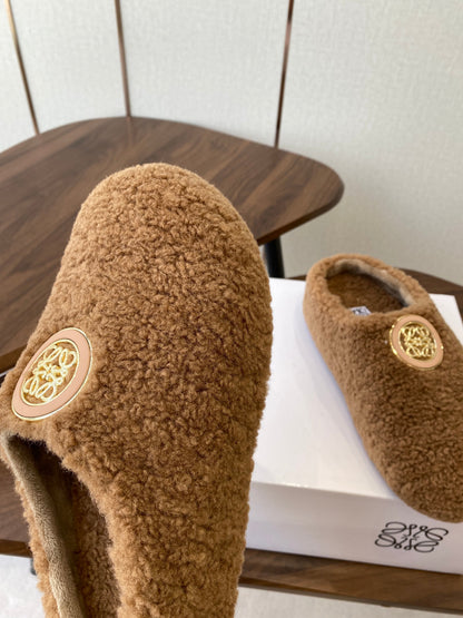 Loewe Birkenstock slippers brown wool 477792