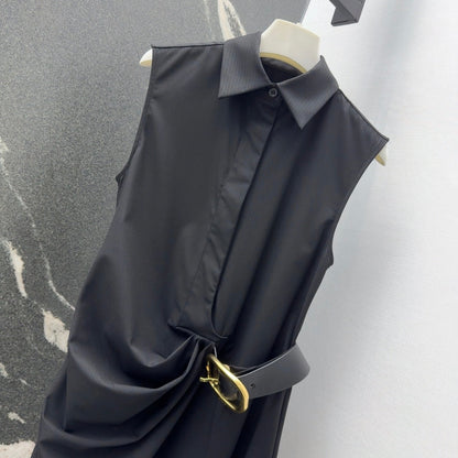 Loewe 25 Drape Sleeveless Dress Black Polyester Fiber