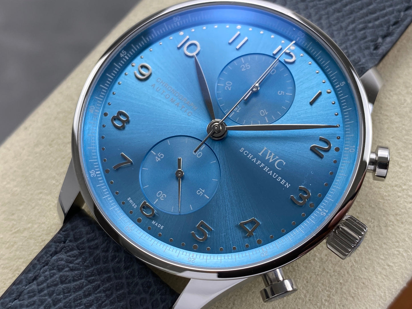 IWC Portuguese 41mm Blue Dial Steel Case Leather Strap