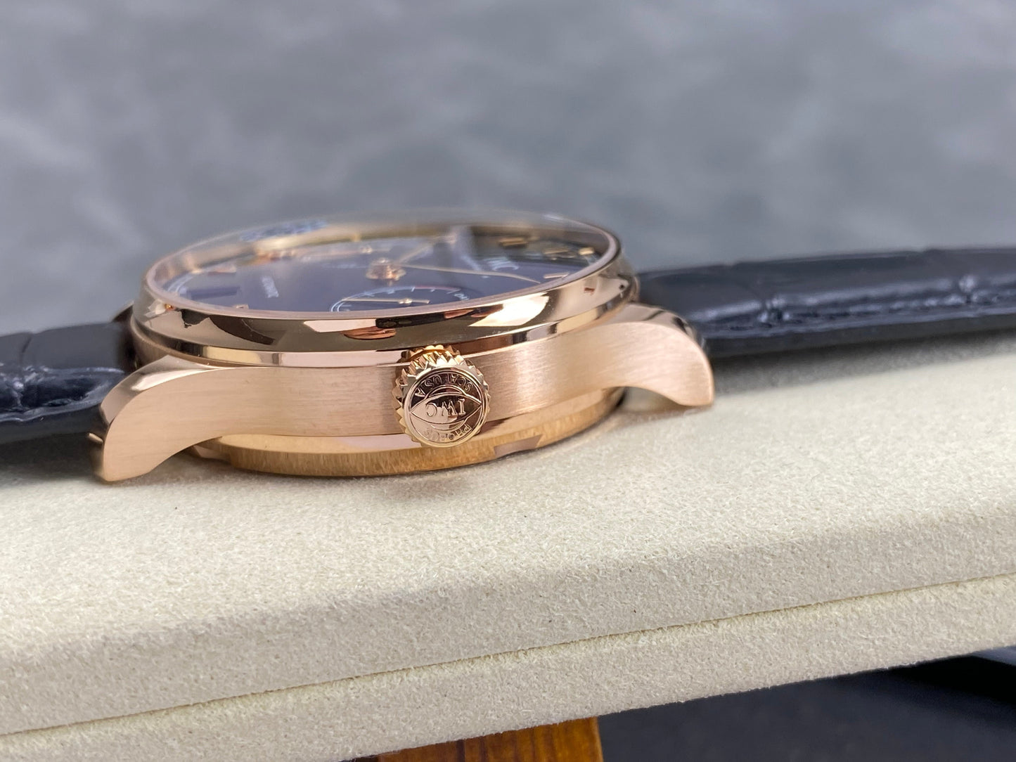 IWC Portuguese 42mm Black Dial Pink Gold Case Leather