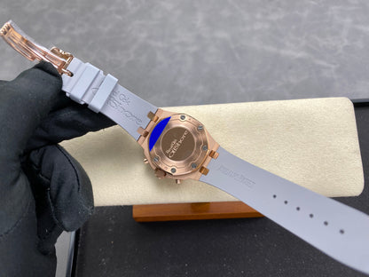 Audemars Piguet Royal Oak Chronograph 37mm Rose Gold White Grey Dial