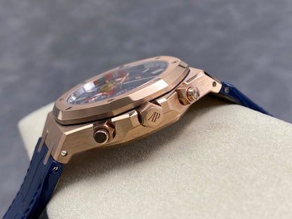 Audemars Piguet Royal Oak Chronograph 41mm Rose Gold Blue Dial