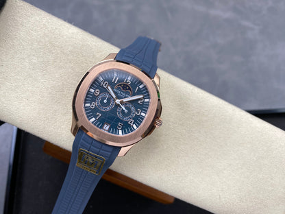 Patek Philippe Aquanaut Luce Annual Calendar 40mm Rose Gold Case Blue Rubber Strap