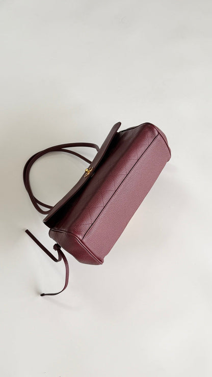 Chanel 2026 Shopping Bag 30.5cm Burgundy Red Grained Calfskin