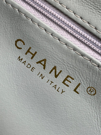 cc 24a nano 19cm kelly shopper bag pastel mint green lambskin