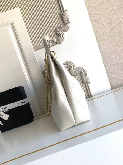 Chanel 2026 Hippie Hobo Bag 35cm White Calfskin 326214