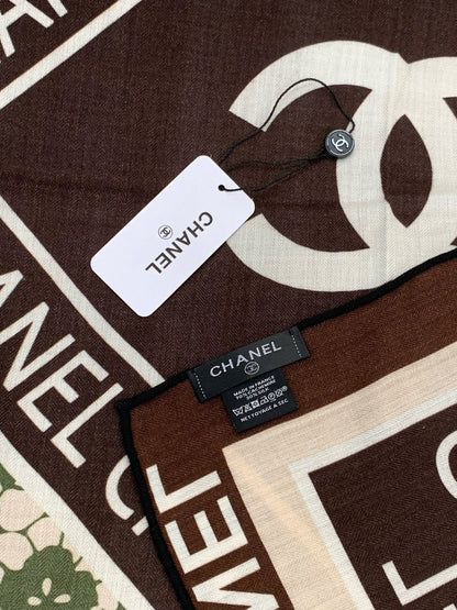 CC 25s Scarf 140cm Green Brown Cashmere 965406