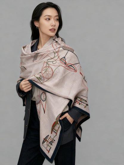HM 25s Amazing Reversible Scarf 140cm Light Pink Cashmere Silk 970960