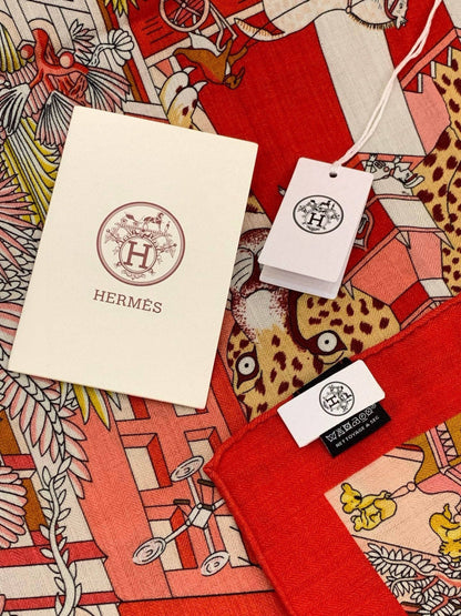 HM 25s The King Scarf 140cm Red White Pink Cashmere 973039