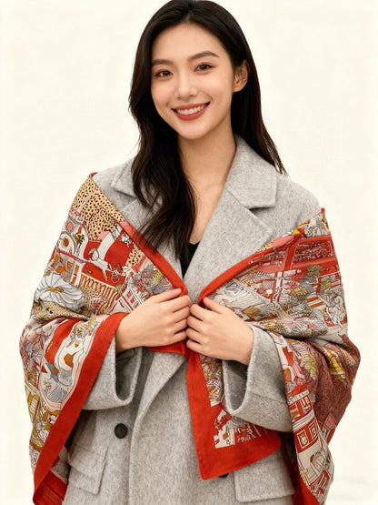 HM 25s The King Scarf 140cm Red White Pink Cashmere 973039