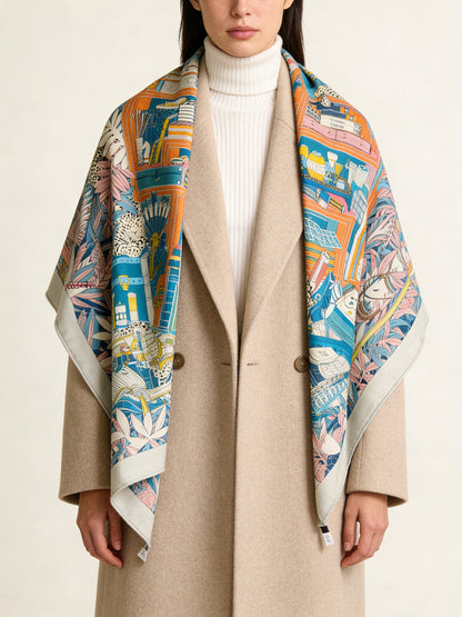 HM 25s Reversible Scarf 140cm Pink Blue Cashmere 976228