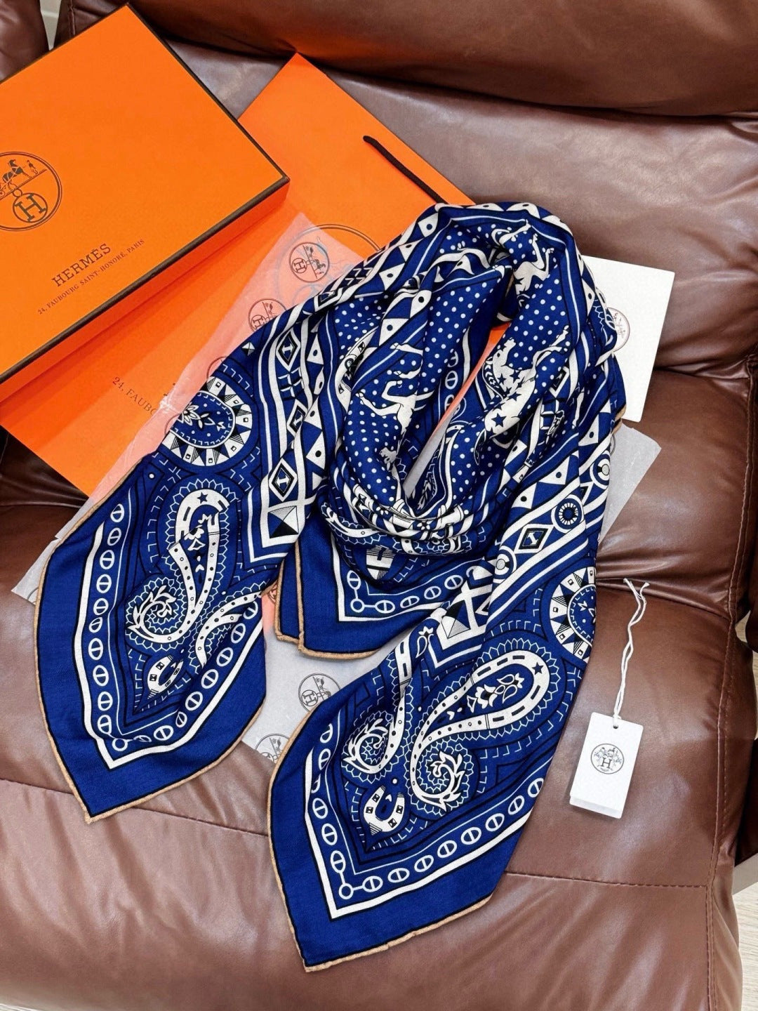 HM 25s Reversible Scarf 140cm Dark Blue Cashmere 976276