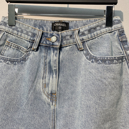 Chanel 2026 High-Waisted Denim Short Blue Cotton 350944
