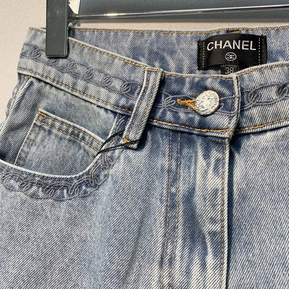 Chanel 2026 High-Waisted Denim Short Blue Cotton 350944