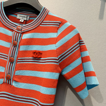Chanel 2026 Shirt Orange Blue Wool 402073