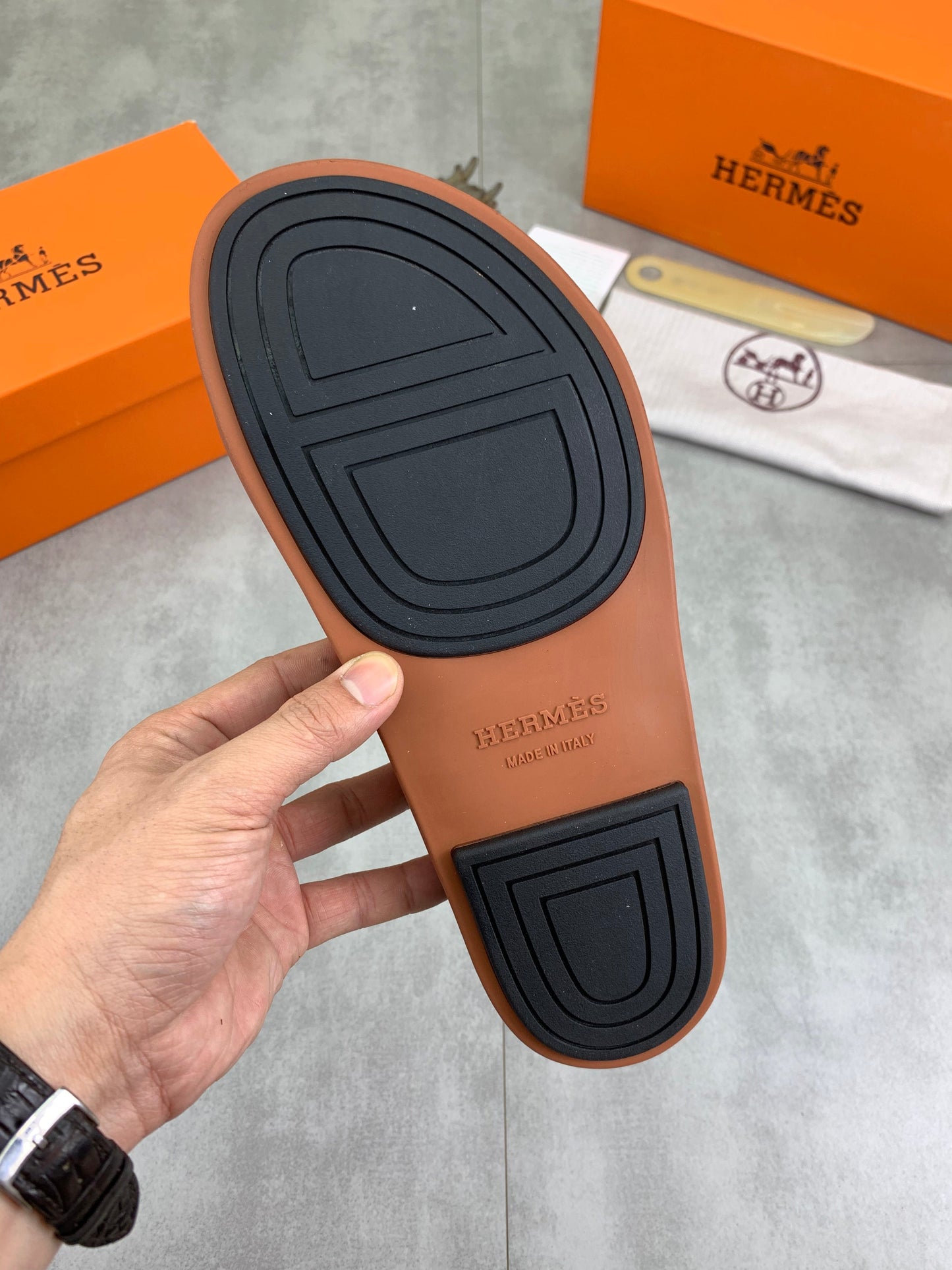 HM Men's Genius Sandals Brown Calfskin 645505