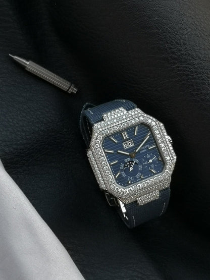 Patek Philippe Cubitus 45mm Diamond Case Blue Fabric Strap