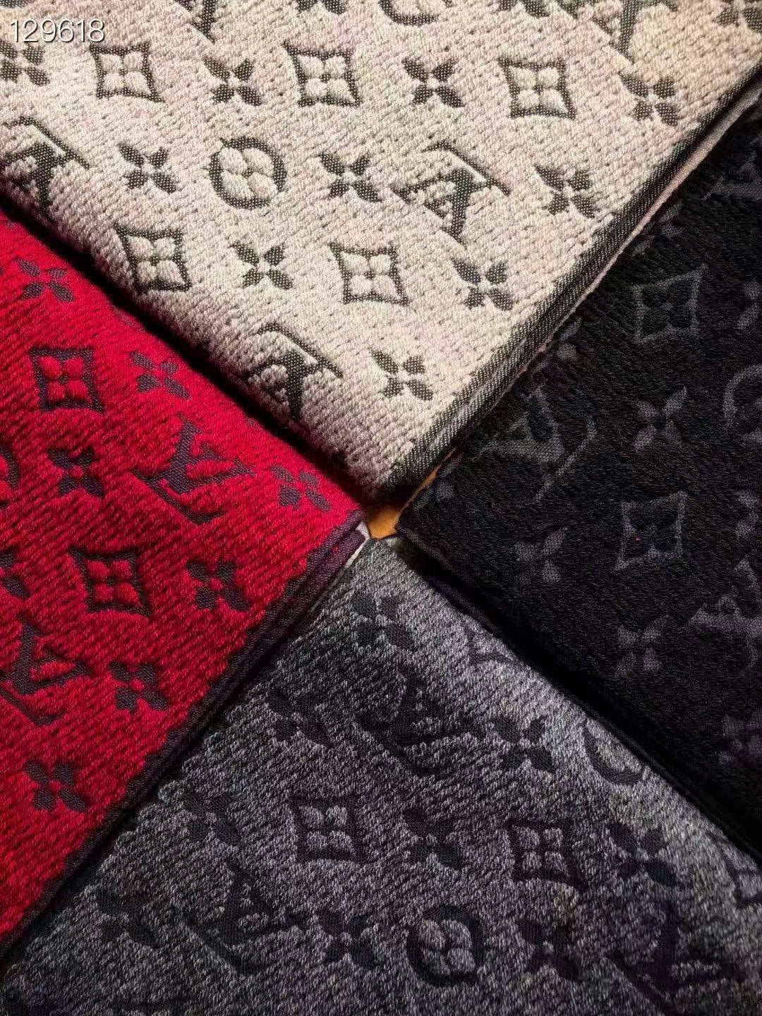 LV Scarf 180cm Red Black Cashmere 973413