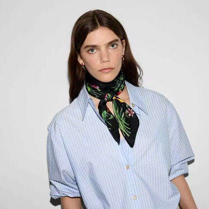 GG Scarf 90CM  Multi-Colored Floral Mulberry Silk 286775