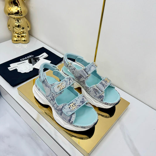 CC 25 Sandals Blue Pearlescent Sheepskin 312944