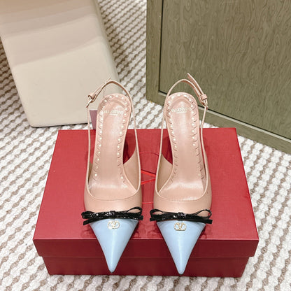 VT 26s Slingback 70 Beige Blue Calfskin 612245