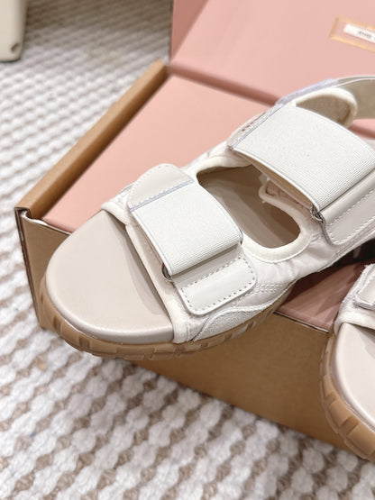 MIU 26 Platform Sandals Ivory Leather 632330