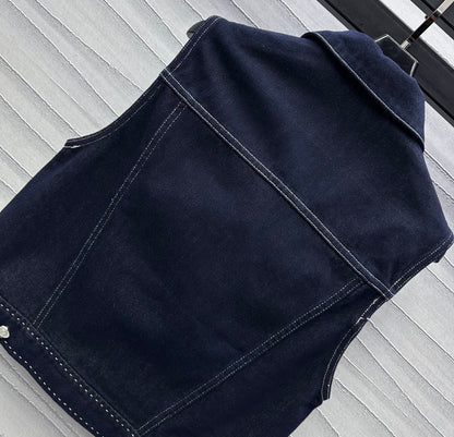 Fendi 25C Embroidered Denim Vest  228894