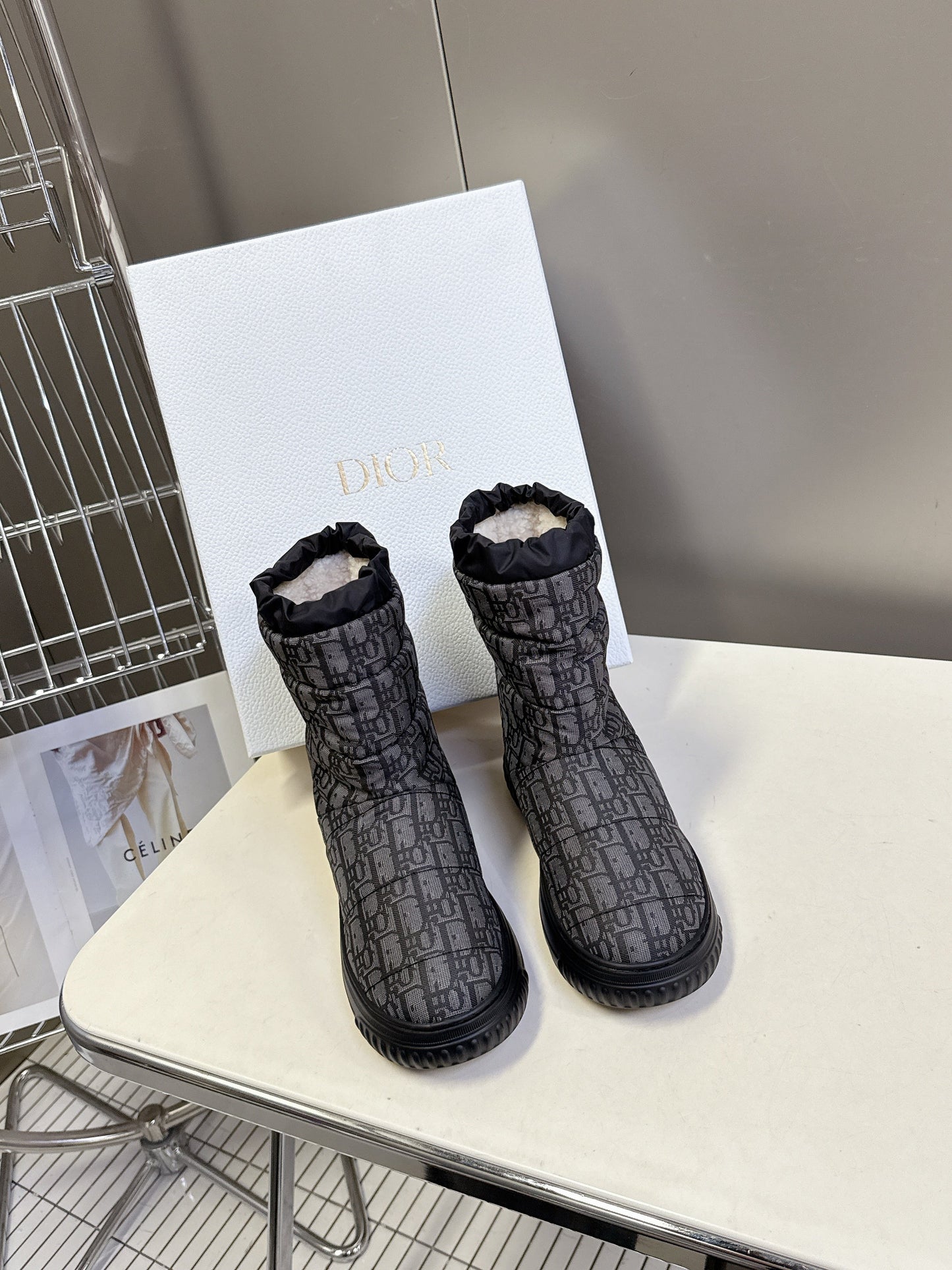 CD Snow Boots Black Fabric Wool 536728