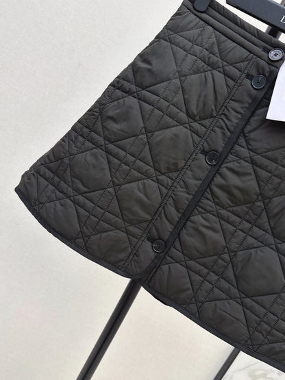 CD 25 Plaid Quilted Lapel Set Black Cotton