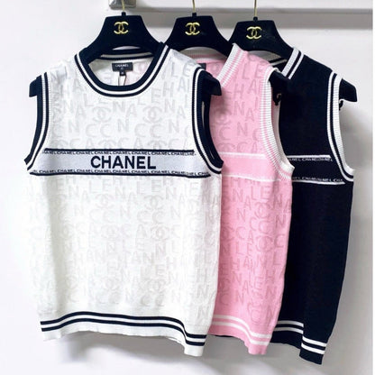 Chanel 2026 Striped Knit Vest Cotton 439815