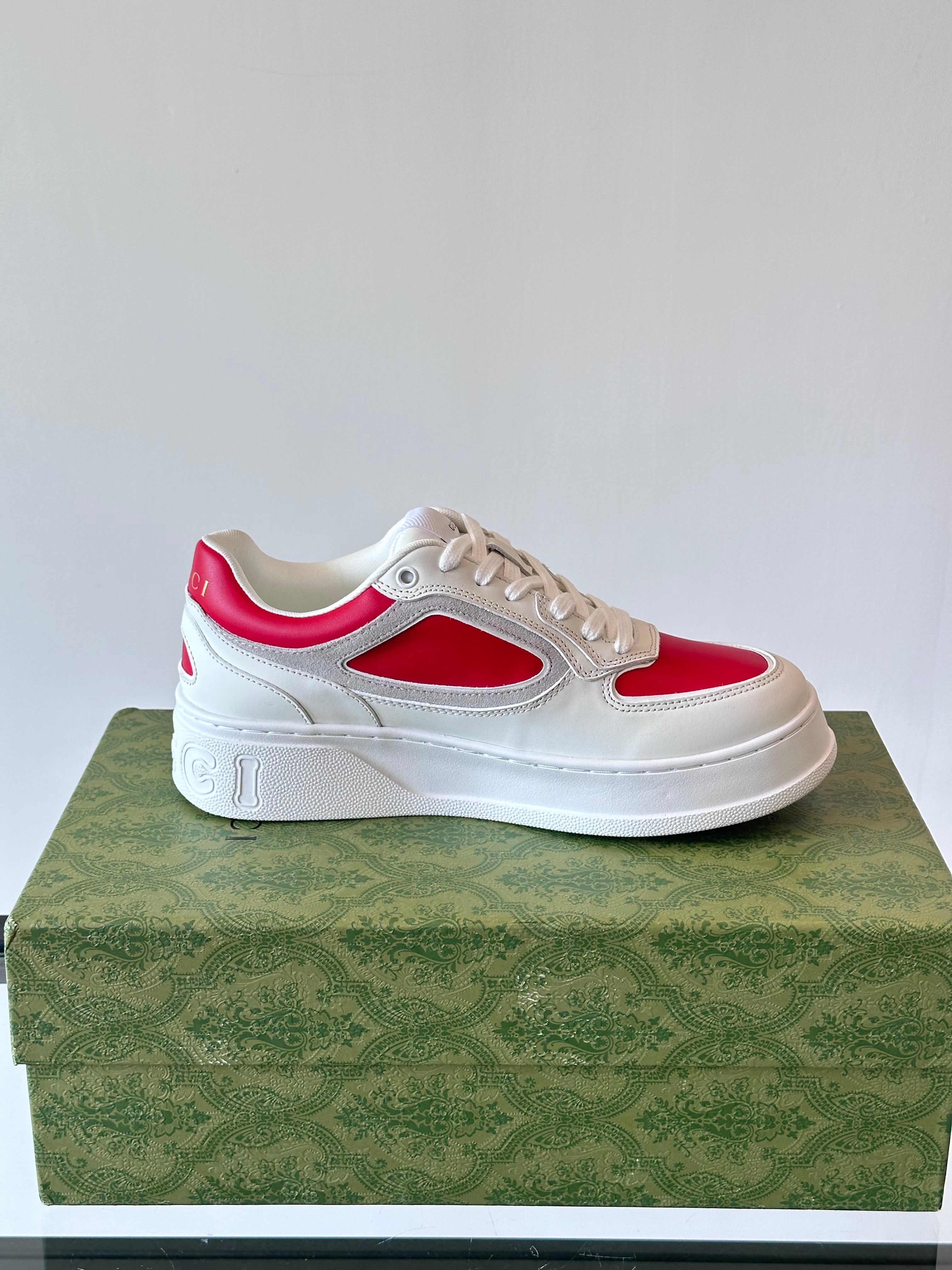 GG Men's Sneaker White Pink Cowhide 535205