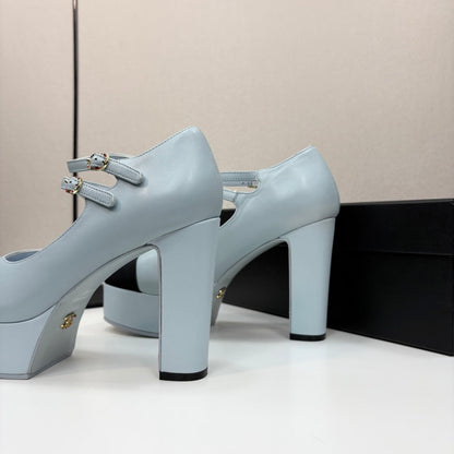 CC 25S Mary Jane Platform 11cm Cloud Blue Calfskin Grosgrain
