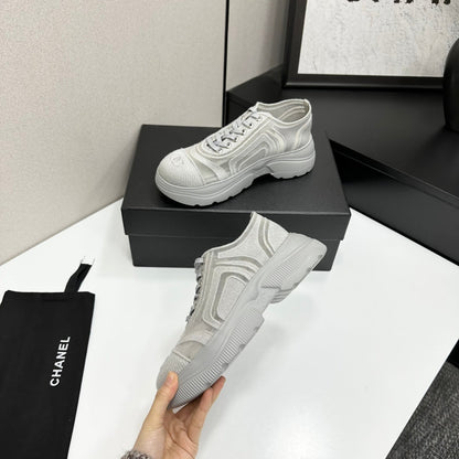 CC 26s Casual Sneakers Rhinestones Light Gray Mesh Sheepskin 626363