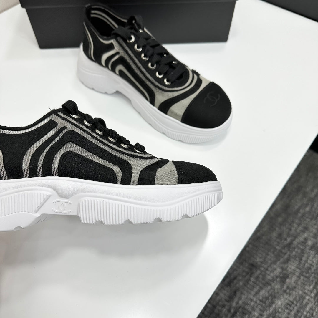 CC 26s Casual Sneakers Rhinestones Black White Mesh Sheepskin 626364