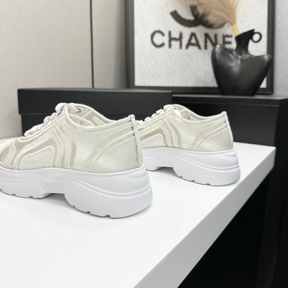 CC 26s Casual Sneakers Rhinestones White Mesh Sheepskin 626365