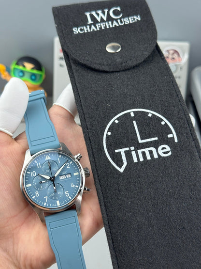 IWC Pilot's Chronograph 41mm Blue Dial Steel Case Rubber Strap