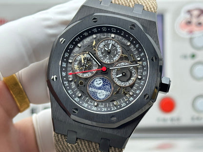 Audemars Piguet Royal Oak Perpetual Calendar 41mm Black Ceramic Brown Textile Strap