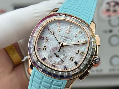 Patek Philippe Aquanaut Luce “Rainbow” Chronograph 40mm Blue Rubber Strap
