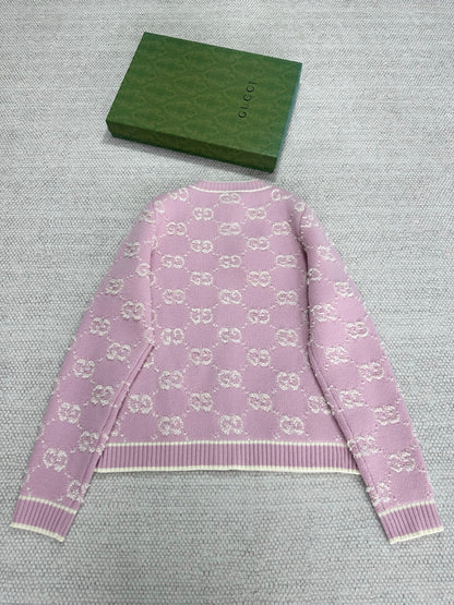 Gucci Knot Jacquard Knitted Cardigan Wool