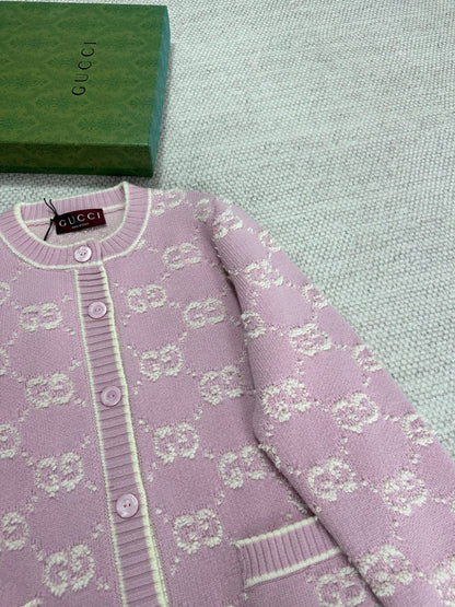 Gucci Knot Jacquard Knitted Cardigan Wool